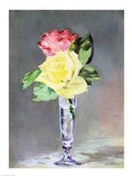 Gemälde Manet Roses in a Champagne Glass