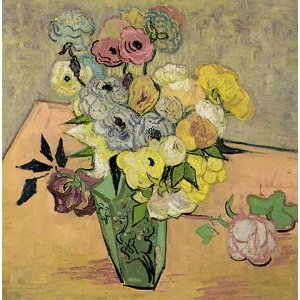 Gemälde Van Gogh Stilleben mit japanischer Vase, Rosen und Anemonen